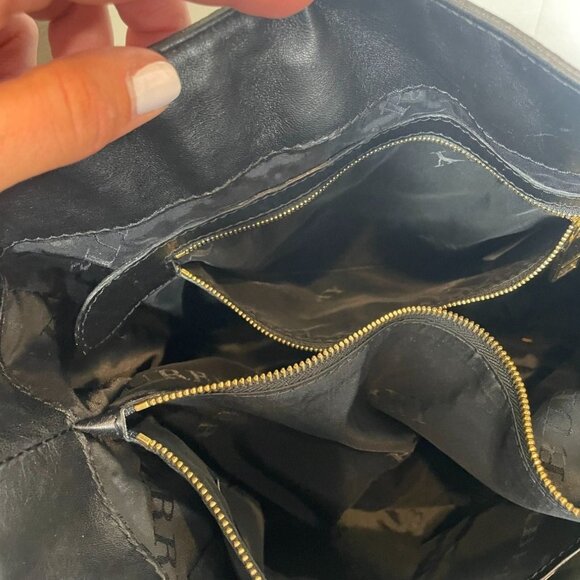 Burberry Black Lambskin Leather Pleated Hobo Bag Gold Hardware Detachable Strap - Picture 15 of 16